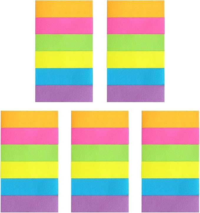 30 Pads 0.6x2 Inch Sticky Notes Flags Tabs Page Markers 6 Bright Color Sticky Index Tabs Page Flags 80 Sheet/Pad