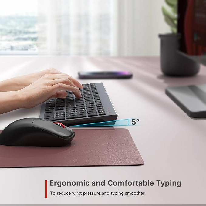 Wireless Keyboard and Mouse Combo,Quiet Click,Full Size Design with Number Pad,Ergonomic Mouse with 5 DPI,Sleep Mode-2.4G Silent Portable Cordless Combo for Laptop/PC/Computer/Mac(Grey)