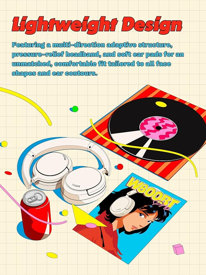 Edifier W800BT Pro Hybrid Active Noise Cancelling Headphones - Hi-Res Audio - AI Call Noise Cancellation - 45H Playtime - Fast Charging - Wireless Over-Ear Bluetooth 5.4 Headphones - Gift Edition