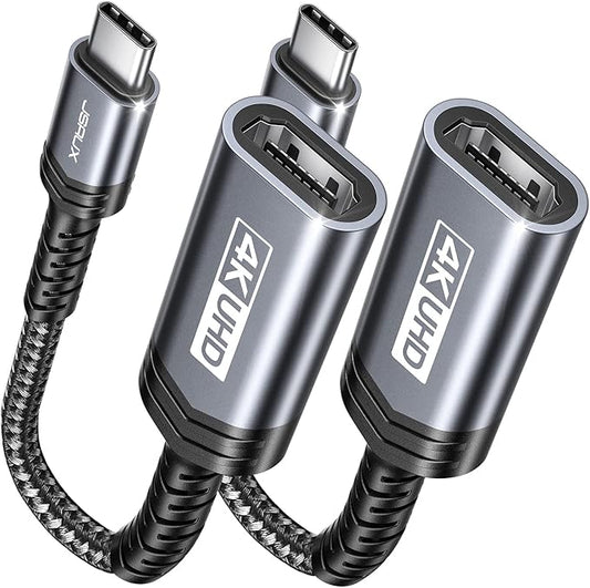 JSAUX USB C to HDMI Adapter 2Pack, 4K USB Type C to HDMI Female Adapter [for Thunderbolt 3] Compatible with iPhone 16 Pro Max/15, MacBook Pro/Air, Surface, Galaxy S21 S20 Ultra, Dell XPS -Grey