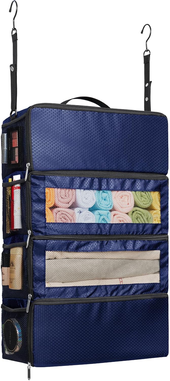 Suitcase Organizer, Travel Luggage Organizer Hanging Shelves Packing Cube Closet/Collapsible Portable Travel Organizer for Carry-on