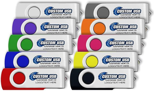 ABLAZE Custom Flash Drive 16GB 100 Pack, Personalized USB Drives Custom USB 2.0 Thumb Drives 100 Pack Memory Stick (Mixcolors)