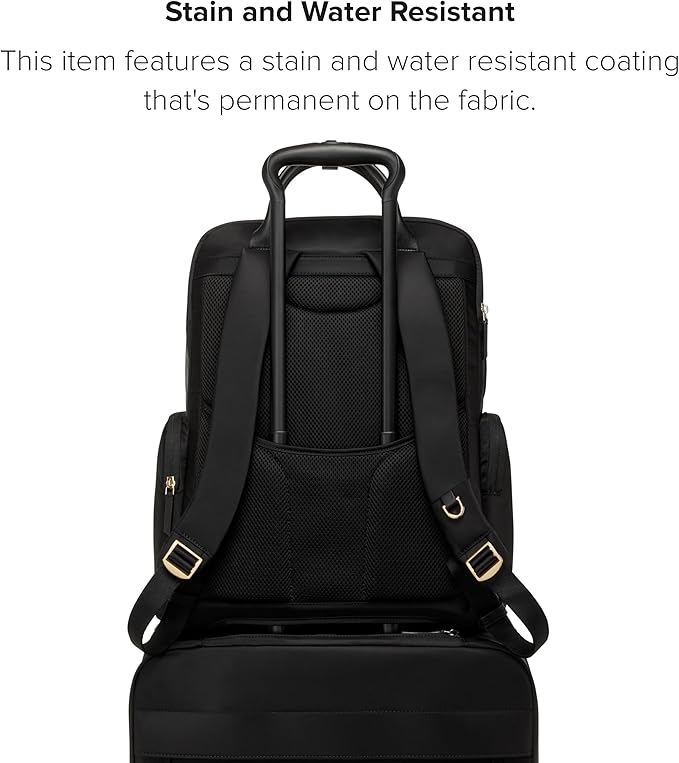 TUMI - Voyageur Atlanta Backpack - Travel Backpack for Women - For Business, Commute - Holds Up to 17" Laptop - Black & Gold Hardware
