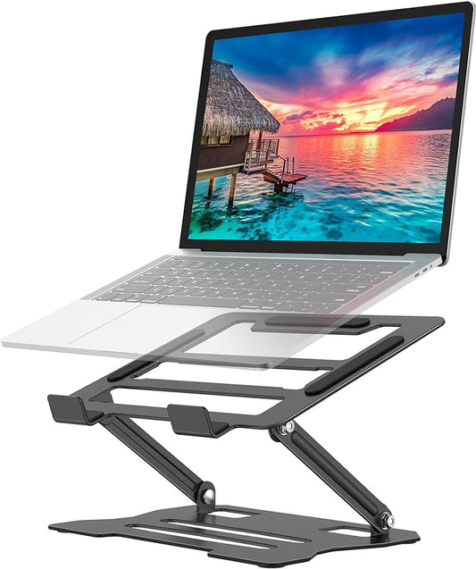 Laptop Tablet Stand, Universal Adjustable Carbon Steel Laptop Computer Stand, Ergonomic Foldable Portable Desktop Tray Cooling Holder Compatible with 10''-15.6'' Devices (Black)
