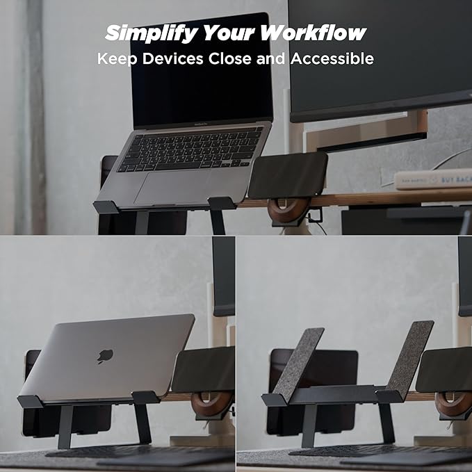 Moodular Add-ons Laptop Tray Stand [Accessory Only - Requires Moodular Wooden Monitor Stand Slide Rails for Use] Black MSA-LT