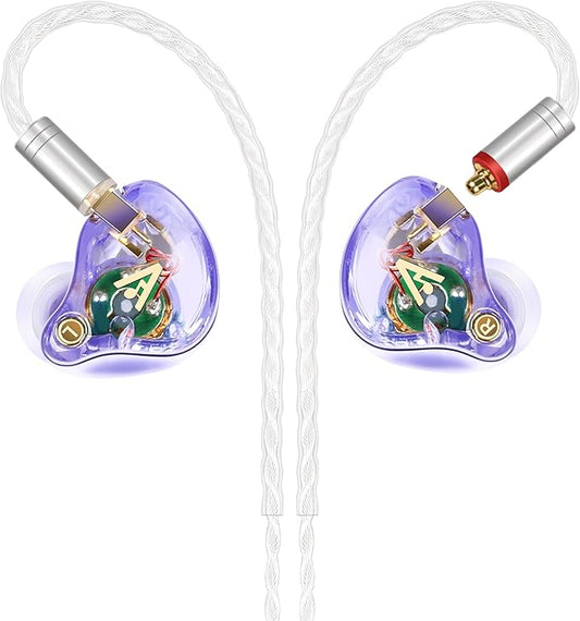 Vibes 202 Wired Earbuds - HiFi in Ear Monitor Headphones – Professional Noise-Isolating Ear Buds - Clear Sound, Deep Bass & Comfort-Fit IEM Earphones - MMCX to 3.5mm, Silver Plated Cord, Carrying Case