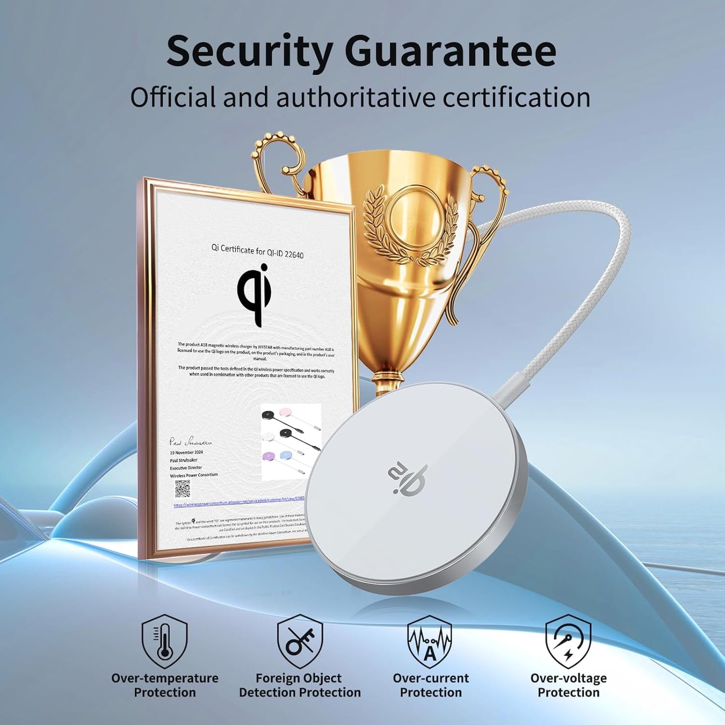 for MagSafe Charger Qi2 Certified,15W iPhone Charging Pad, 2-in-1 Wireless Charger Fast Charging iPhone 17/16/15/14/13/12 Series