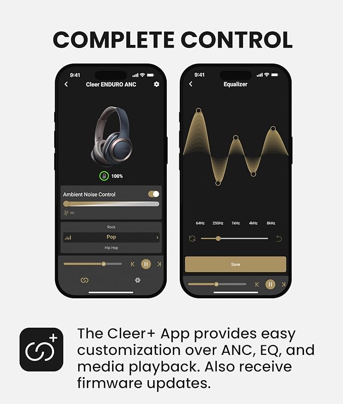 Cleer Audio Enduro ANC Noise Canceling Headphones, Bluetooth Multipoint Connection, Over-The-Ear Design with Mic, Crystal Clear Hands-Free Calling, up to 60 Hours of Battery Life - Light Grey