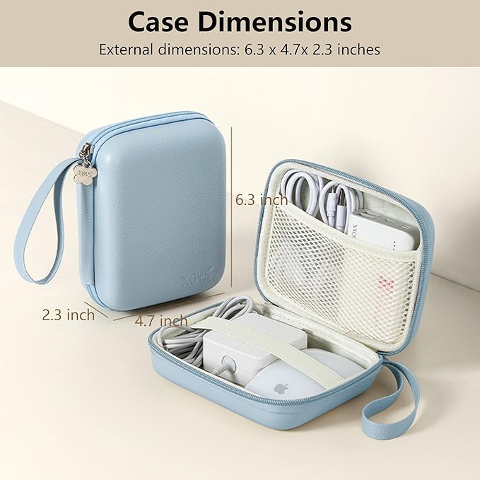 Charger Case for Macbook, Portable Tech Electronic Organizer Bag,Travel Storage Pouch for Laptop Accessories, MacBook Power Adapter, Charging Cords, USB Drives, Power Bank (Blue, L)