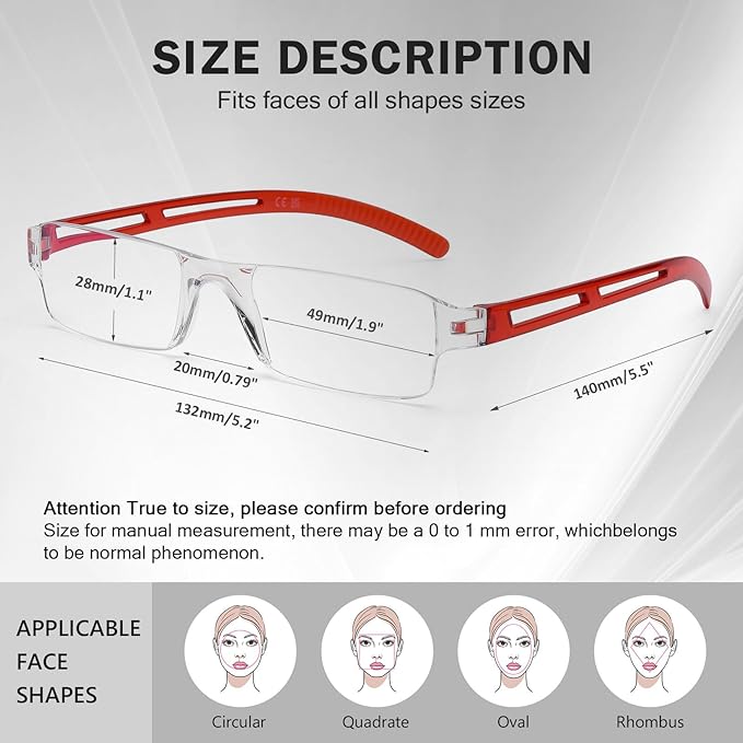 AQWANO Rimless Computer Reading Glasses Blue Light Blocking, 5 Pack Fashion Readers for Women Men Lightweight & Comfortable Anti Glare/Eyestrain, 2.25