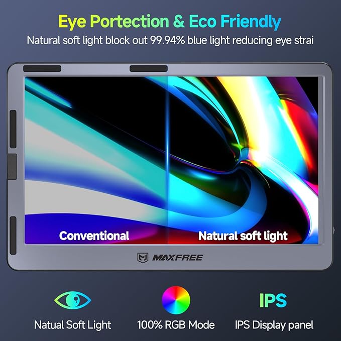 Maxfree F1 Laptop Screen Extender - 14" FHD Laptop Monitor Extender Dual Screen with 360° Rotation Stand, Portable Monitor for Laptops 13-17" Plug & Play for Windows/Mac/Android/Switch/PS5