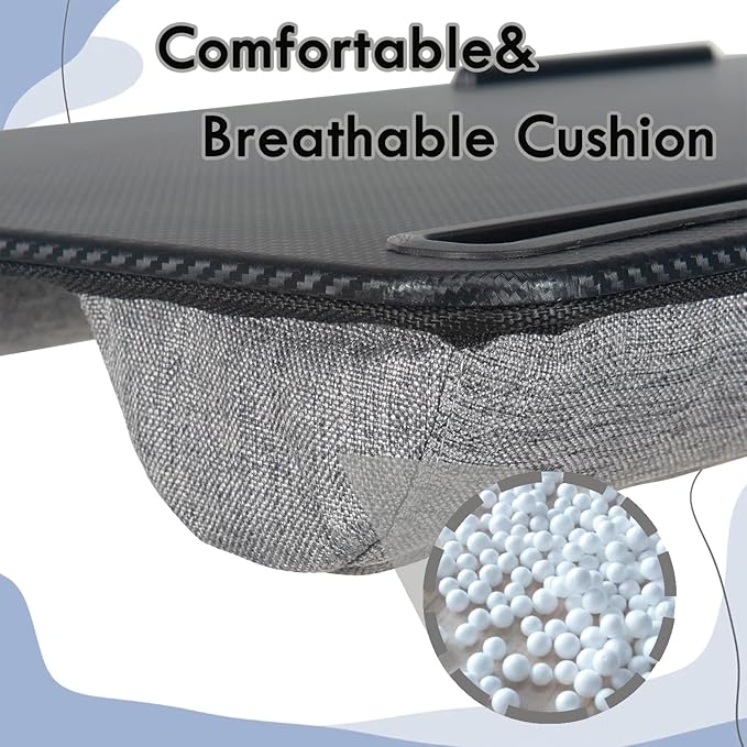 Portable Laptop Desk Fits Up to 16“ Laptops, with Tablet Slot, Built-in Cushion, Great for Home & Office,Lap Desk for Laptop,Lap Desk with Cushion (Black, Large)