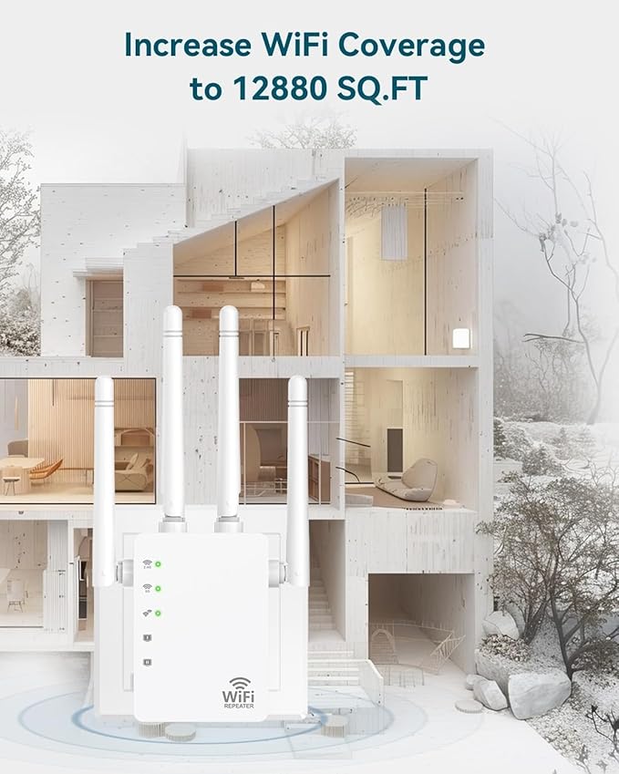 WiFi Extender, WiFi Extender Signal Booster, WiFi Booster, Covers Up to 12880 Sq.ft and 105 Devices, Dual Band Wireless Repeater, WiFi Repeater, WiFi Extenders Signal Booster for Home
