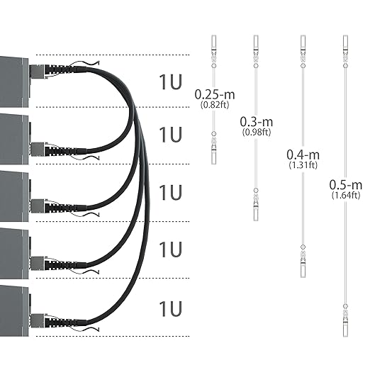 ipolex 10G SFP+ Twinax Cable, Direct Attach Copper(DAC) Passive Cable, 0.3m (0.98ft), for Cisco SFP-H10GB-CU0.3M, Meraki, Ubiquiti UC-DAC-SFP+, Mikrotik, Intel, Netgear, D-Link and More, 4 Pack