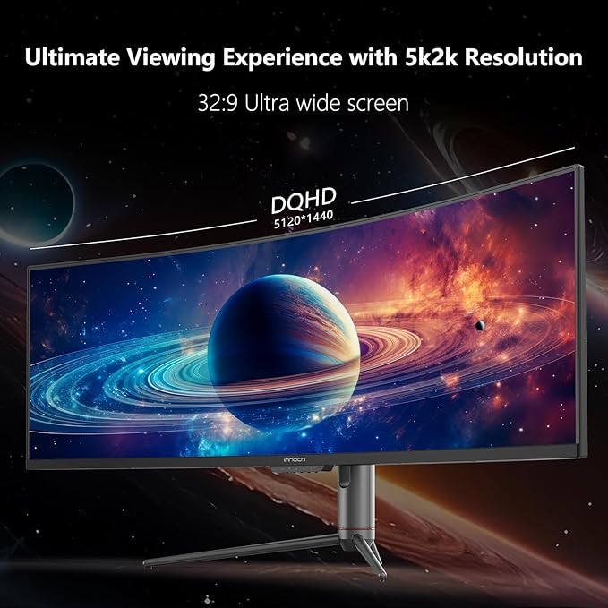 INNOCN 49" Ultrawide Monitor Curved Gaming 5K2K 5120 x 1440P 240Hz Monitor, R1800, 99% sRGB, HDR400, USB Type C, DisplayPort, HDMI, Built-in Speakers, Height/Tilt Adjustable - 49C1S