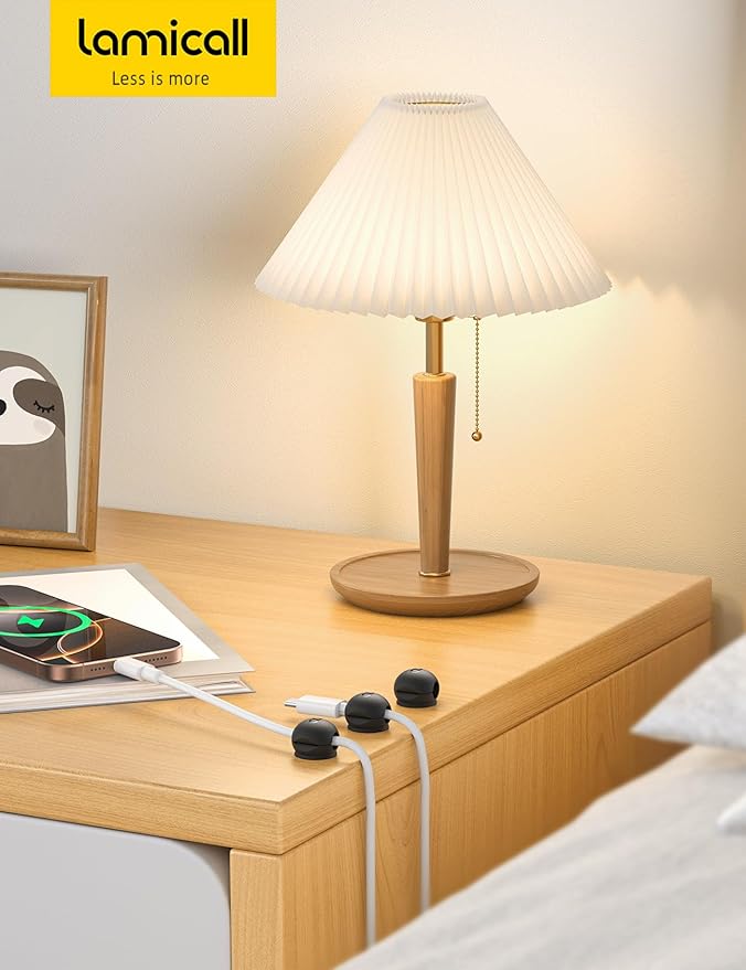 Lamicall 12Pack Magnetic Cord Organizer, Desk Desktop Dorm Organizer Decor Accessories, Silicone Mini Cable Management Clips for Phone Charger Cable, Cord Holder for Nightstand Home Office