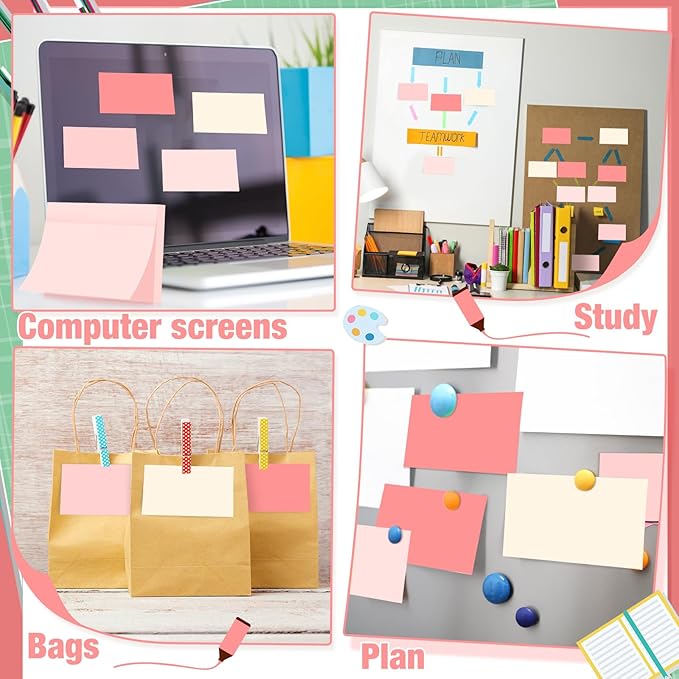 Fainne 8 Pack Sticky Notes Bulk Back to School Supplies Self Stick Note Pads Paper Memo for Office First Day of School Student Teacher Essentials (3x5inch,Light Color)