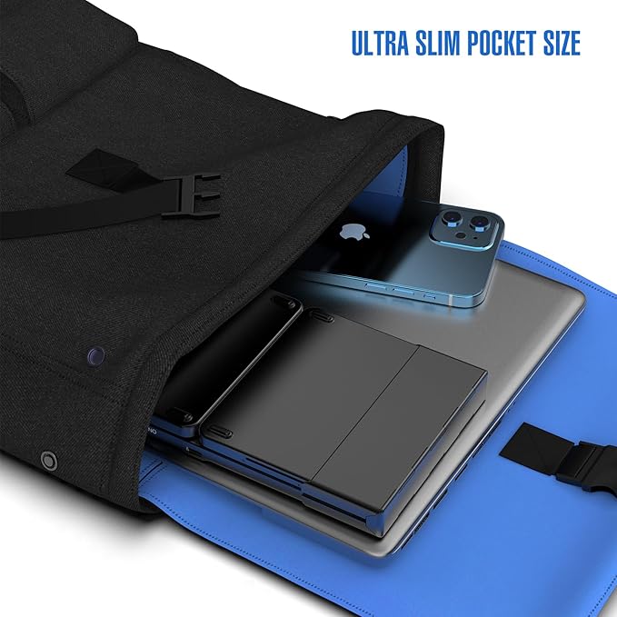 Eelexa Foldable Travel Key Board Wireless Portable Folding Keyboard with Touchpad, Lock Hinge Battery Level Display, Bluetooth Keyboard for ipad Tablet Laptop Windows Mac OS (Black-Tri-fold)