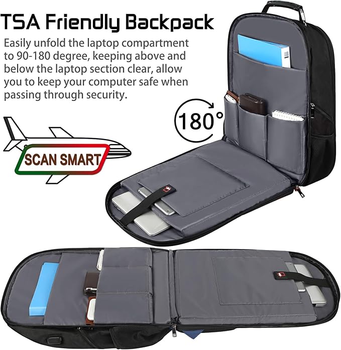 Mogplof 18.4 Laptop Backpack Men Women, 55L Extra Large Laptops Backpack with USB Charger Port,TSA Friendly Flight Approved and RFID Anti-theft Pocket,Water Resistant Suiltable for Traveling&Business