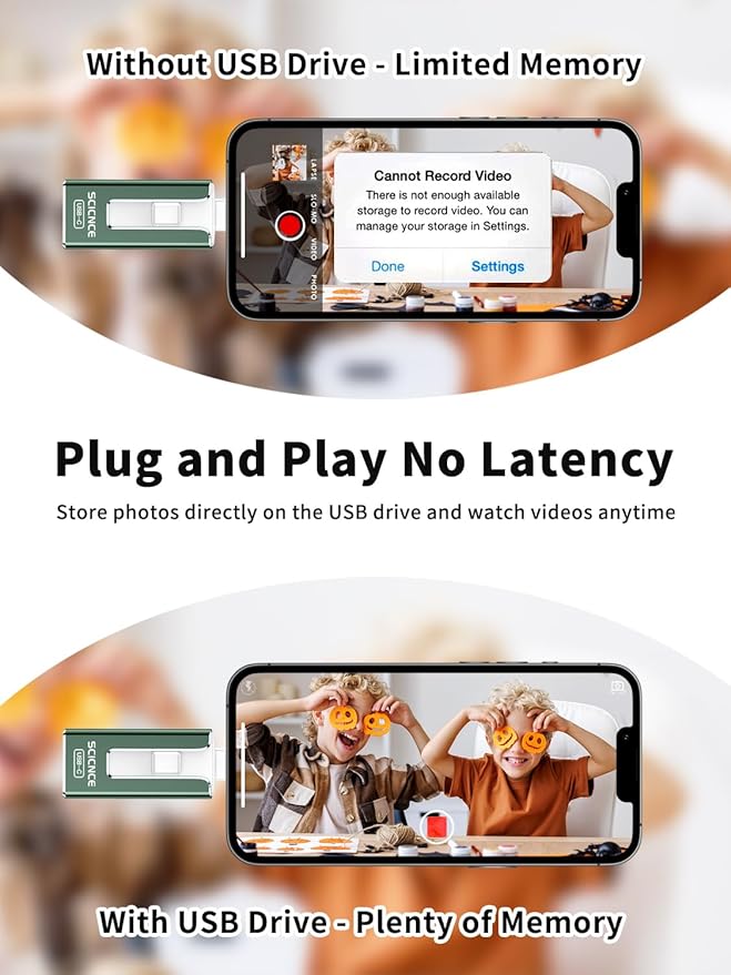 SCICNCE 512GB Flash Drive Intended for iPhone, USB Memory Stick Storage Backup for Photos Videos, Plug and Play No APP Required, Compatible with iPhone iPad Android and Computers (Green)