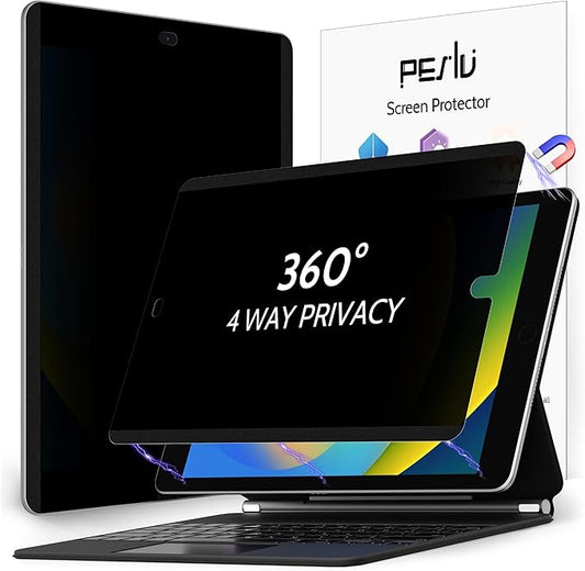 4-Way Magnetic Privacy Screen Protector for iPad 9th 8th 7th 10.2 Inch & iPad Air 3th & iPad Pro 10.5", Removable 360 Spy Black Security Filter