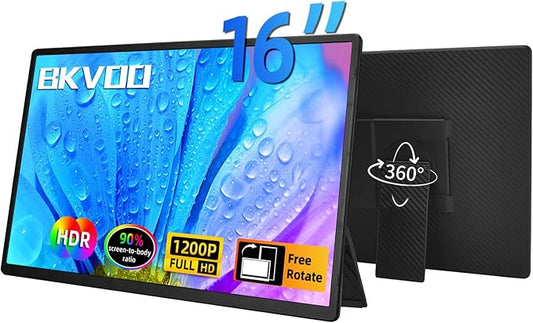 Portable Monitor Laptop Screen Extender - 16" 1200P FHD Travel External Display USB-C HDMI Port Detachable Kickstand Gaming Monitor Compatible with Wins Mac Chrome Dex Phone