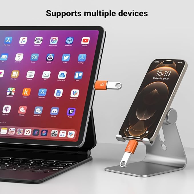 8 Pack 10Gbps/120W Type C Male to USB Female OTG Adapter, Orange USB C to USB3.1 Adapter for Smartphone, PC, Laptop, Tablet, Keyboard etc.