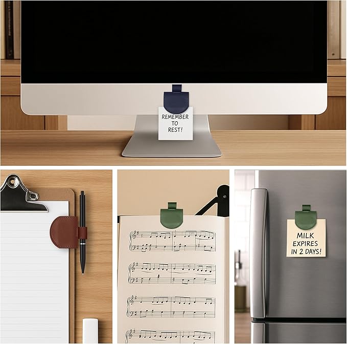 Magnetic Pen Loop Holder, Pencil Holder for Notebooks, Journals, Calendars, PU Leather 3 Pack