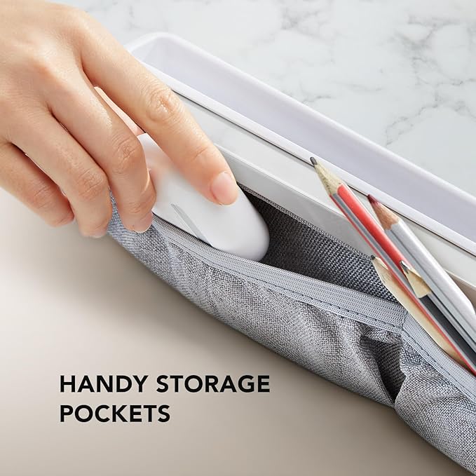 HUANUO Lap Laptop Desk - Portable Lap Desk with Pillow Cushion, Fits up to 15.6 inch Laptop, with Anti-Slip Strip & Storage Function for Home Office Students Use as Computer Stand - Marble