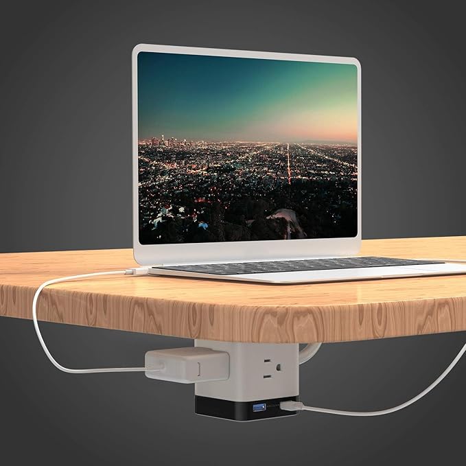 BESTEK Vertical Cube Power Strip with Mountable Detachable Base 5' Extension Cord (MRJ3006-BK)