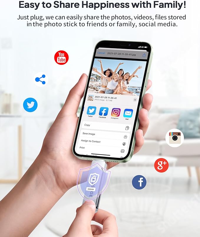 MFi Certified 128GB Flash Drive for iPhone Photo Stick USB Memory Stick Thumb Drives, High Speed USB Stick External Storage for iPhone/iPad/Android/PC