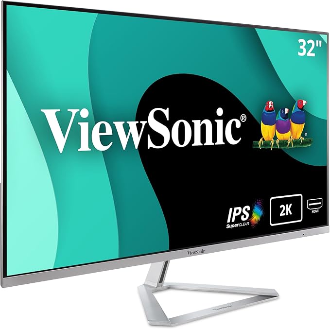 ViewSonic VX3276-2K-MHD 32 Inch Widescreen IPS 1440p Monitor with Ultra-Thin Bezels, HDMI DisplayPort and Mini DisplayPort