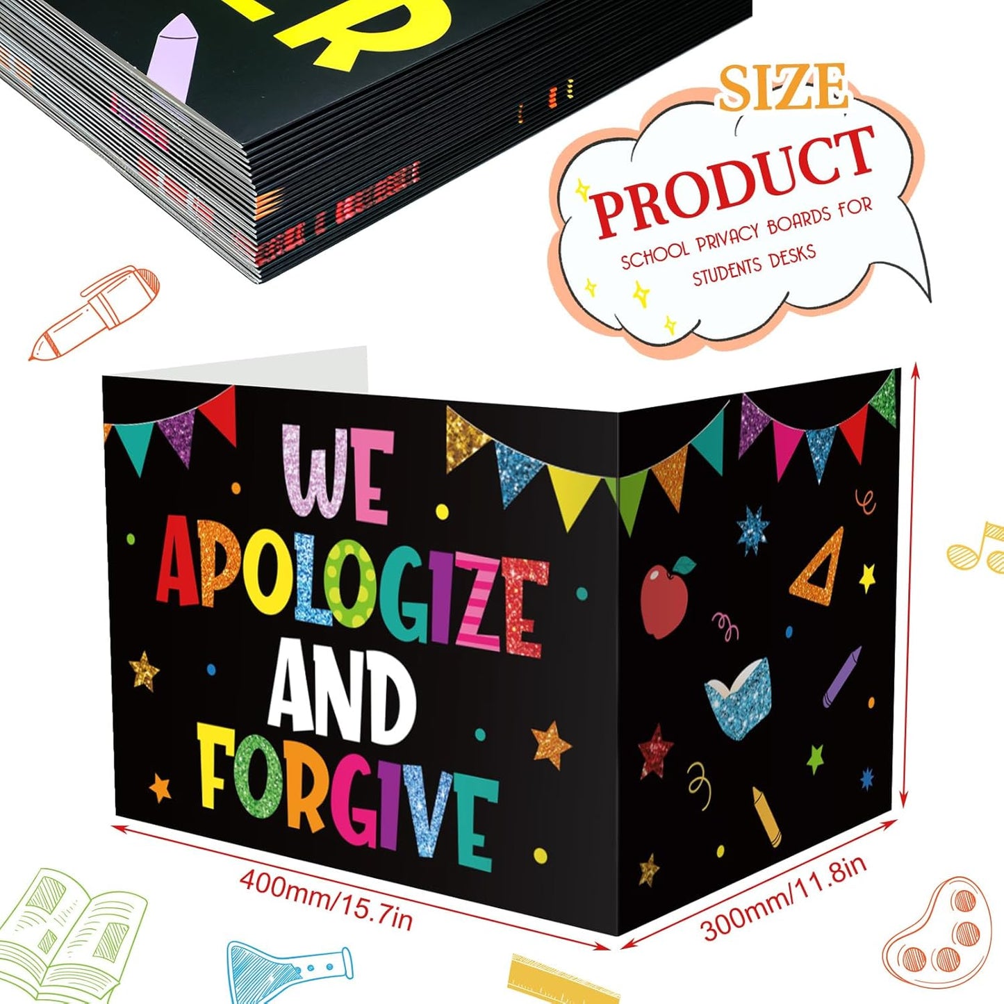 Honoson 24 Pcs Bulk Inspirational Privacy Folders for Students Cardboard Test Privacy Boards Motivational Words Desk Dividers Shield for Classroom School Study Supplies, 6 Styles (Passion)