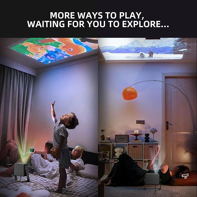 Mini-Projector with WiFi and Bluetooth: [1000 ANSI/360°Adjustable Stand/Electric Focus/Auto Keystone] Portable-Movie-Outdoor-Ceiling-Projector, ONOAYO Upgrade 1080P Proyector for Phone/Home Theater