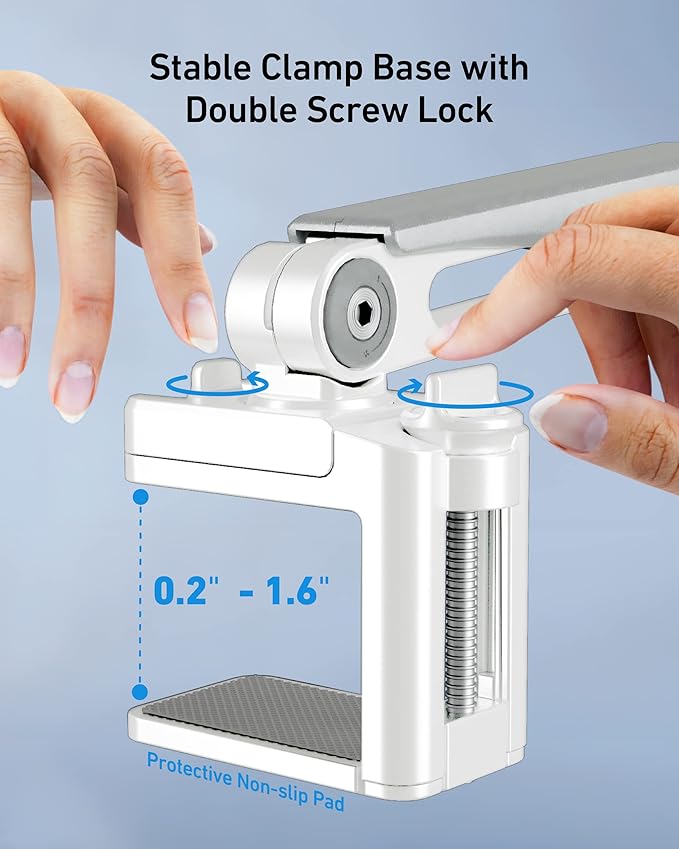 Phone & Tablet Mount with Cable Management, Tablet Holder for Desk/Headboard for Recording/Filming
