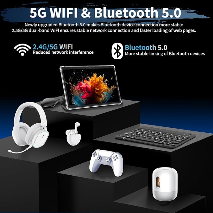 Android 15 Tablet, 26GB + 256GB (2TB Expandable), 10.1-inch Tablet with Keyboard, 8000 mAh Battery, BT 5.0, 5G WiFi, Widevine L1, 2-in-1 Tab with Mouse, Protective Case，Stylus（Green）