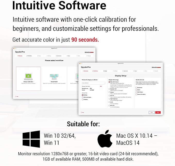 datacolor SpyderPro - Calibrate Computer and Laptop Screens for Photo and Video Editing, User-Friendly, Ensures Color Accuracy and Consistency, For Beginners & Pros