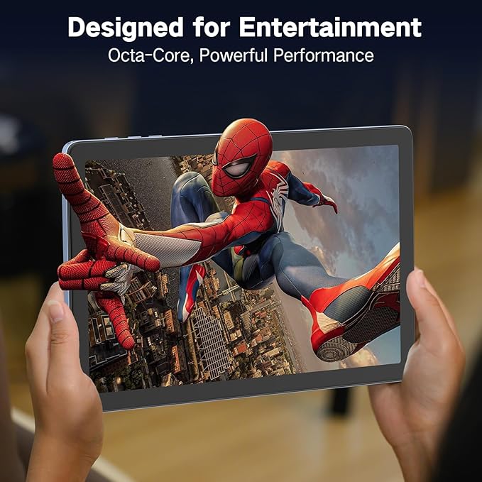 Android Tablet 10 Inch, Android 15 Tablets 2025 for Adults, Octa-Core, 12GB RAM,128GB Storage(2TB Expandable), Large Touch Screen Tablet with 10H Battery Life,WiFi & Bluetooth 5.0,Gray Blue