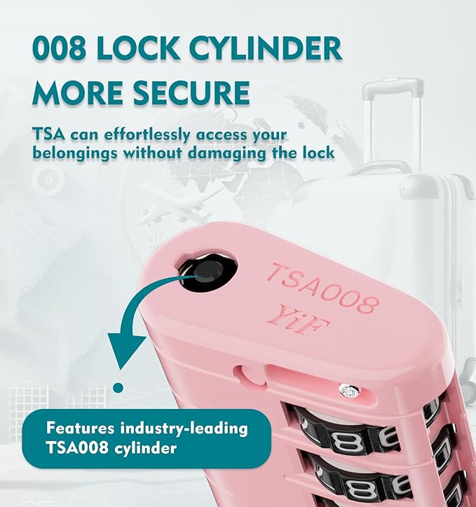ANVIL 4 Digit Luggage Locks, TSA Locks for Luggage, Advanced TSA008 core, Alert Indicator for Your Travel Lock, Suitcase Lock. (2, Pink)