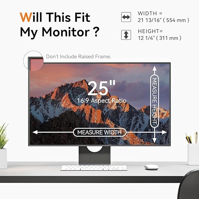 [5-Pack] 25 Inch Computer Privacy Screen for 16:9 Widescreen Monitor, Anti Glare Anti-UV Eye Protection Desktop PC LED Monitor Filter, Removable Anti-Scratch Screen Film 25in