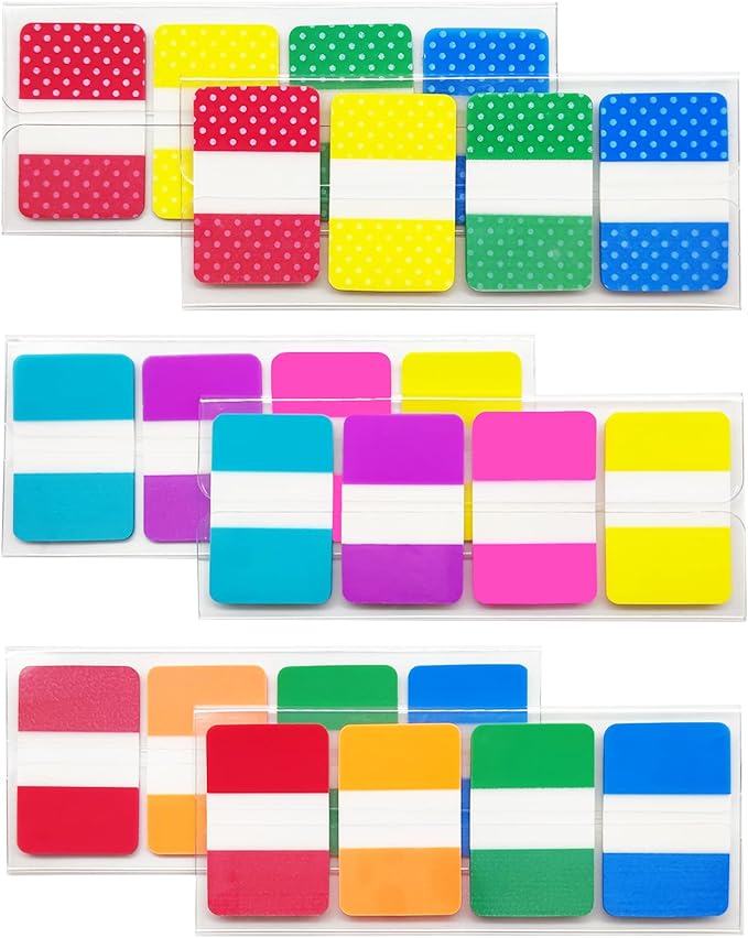KICNIC Sticky Index Tabs 480 Pieces, 1 Inch Divider Tabs Stick On, Page Marker Bookmark, Write Tab Flags Self Adhesive, 6 Dispensers, 20 Pcs/Color