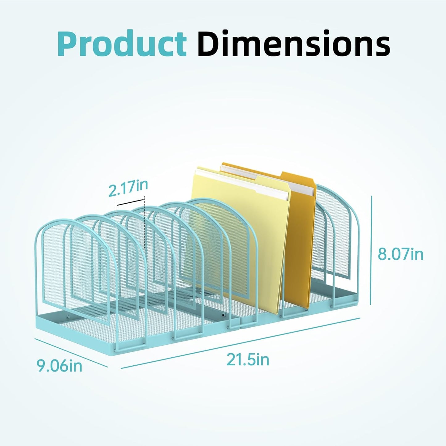 SUPEASY File Organizer 9-Section Mesh Desk Organizer, Upright File Organizer Desktop Organizer File Sorter, File Folder Holder for Office Supplies, Blue