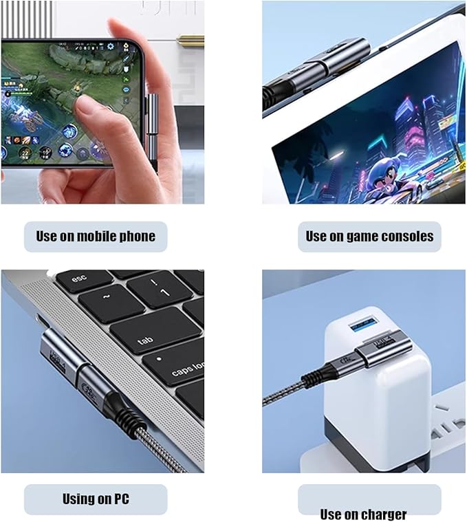 PANPEO 90 Degree USB C Adapter,2 Pack Right USB-C 240W Male to Female Adapter Extender for Steam Deck, ROG Ally, MacBook, Tablet, Phone and More