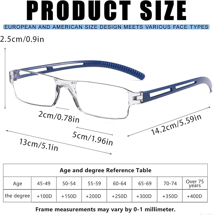 Viseng 3 pairs of reading glasses, blue light blocking glasses, computer reading glasses for men and women, fashionable rectangular one-piece glasses frame+1.0(Blue)