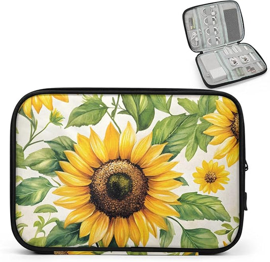 Sunflower Electronics Travel Organizer Case, Tech Accessories Cable Storage Bag for Cords, Charger, Phone, Hard Drive