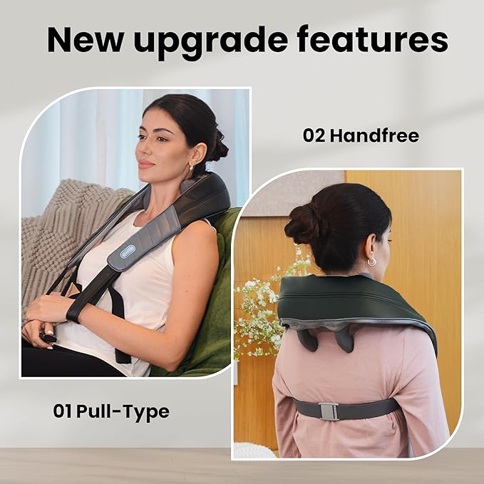 COMFIER 4D Neck and Shoulder Massager with Heat, Wireless Deep Tissue Back Massager for Pain Relief, Hands-Free Shiatsu Neck Massager with Carry Bag, Gift for Women Men Mom Dad