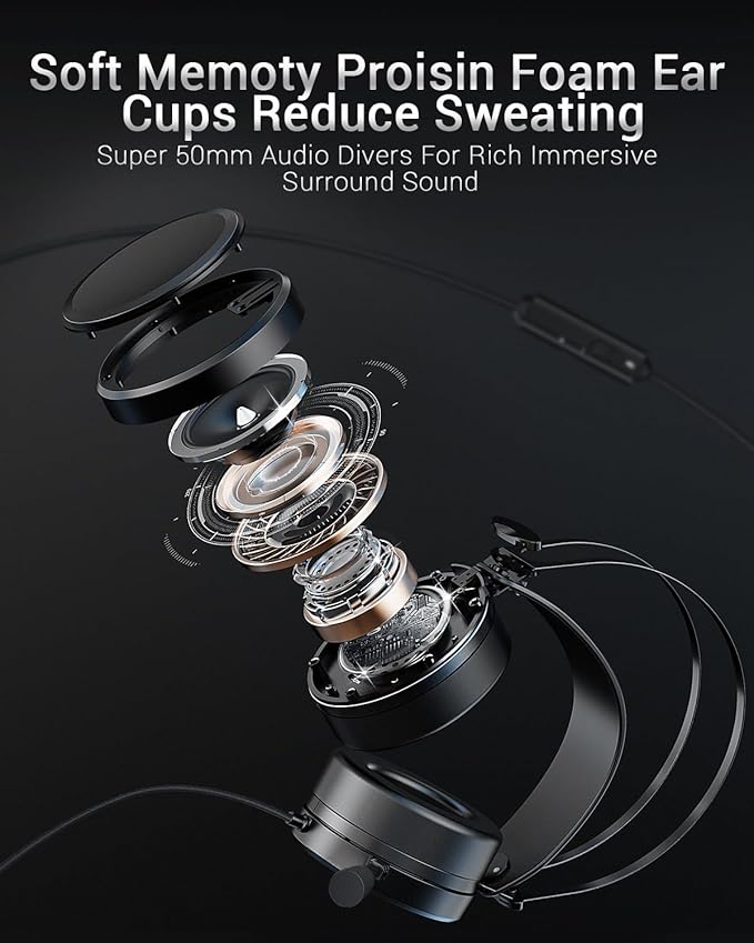 NUBWO Gaming headsets PS4 N7 Stereo Xbox one Headset Wired PC Gaming Headphones with Noise Canceling Mic, Over Ear Gaming Headphones for PC/MAC/PS4/PS5/Switch/Xbox one (Adapter Not Included)