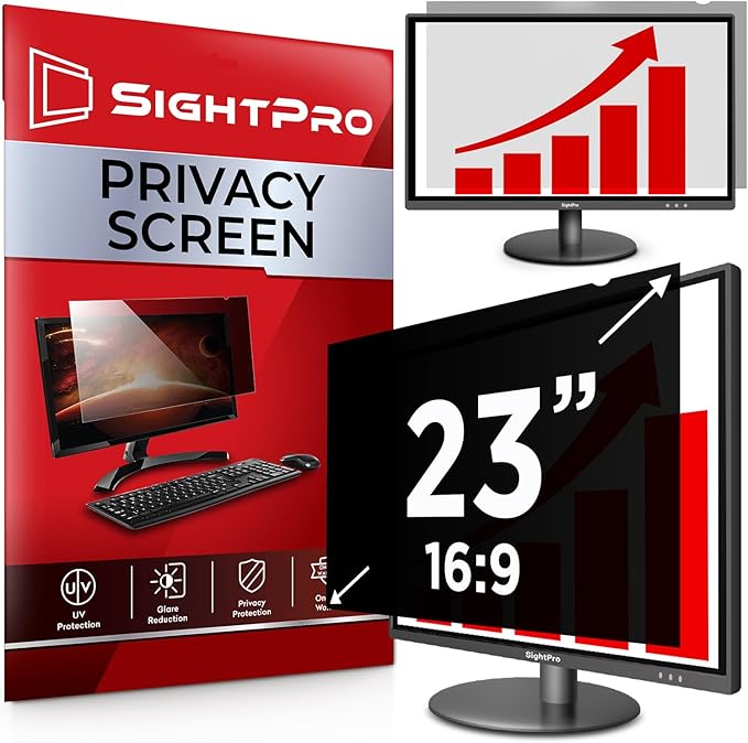 23 Inch 16:9 Computer Privacy Screen Filter for Monitor - Privacy Shield and Anti-Glare Protector