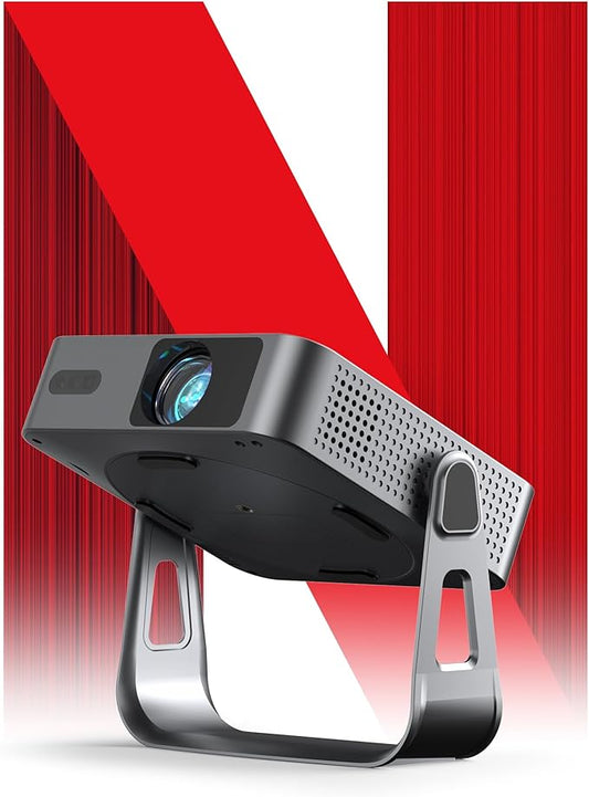 【Netflix-Licensed Projector & Native 1080P】Thinnest 1.81" Smart Mini Projector with WiFi and Bluetooth, Auto Focus & Keystone Portable Outdoor Projector, VOPLLS 4K Support Home Movie Projector