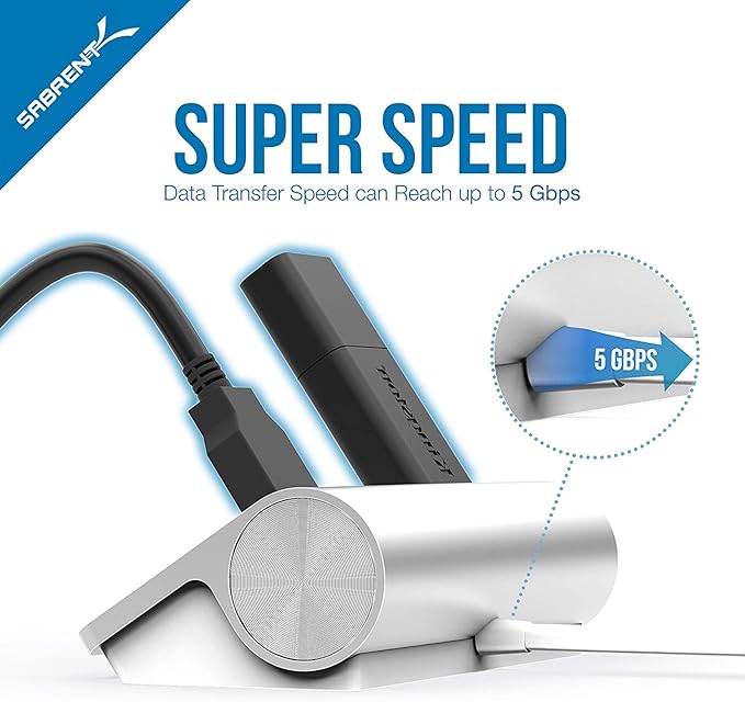 SABRENT Premium 3 Port Aluminum USB 3.0 Hub with Multi in 1 Card Reader (12" Cable) for iMac, All MacBooks, Mac Mini, or Any PC (HB-MACR)